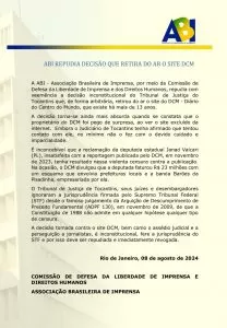 ABI repudia decisão que retira do ar o site DCM.