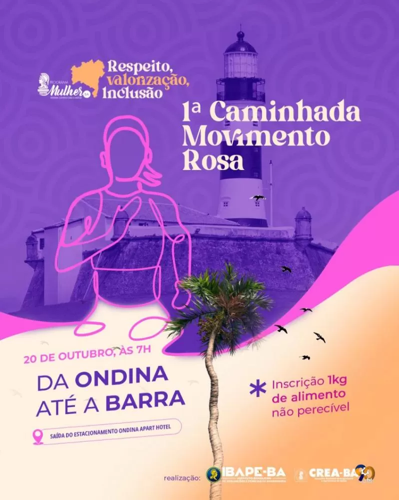 Programa Mulher do Crea-BA e IBAPE promovem a Caminhada Outubro Rosa.