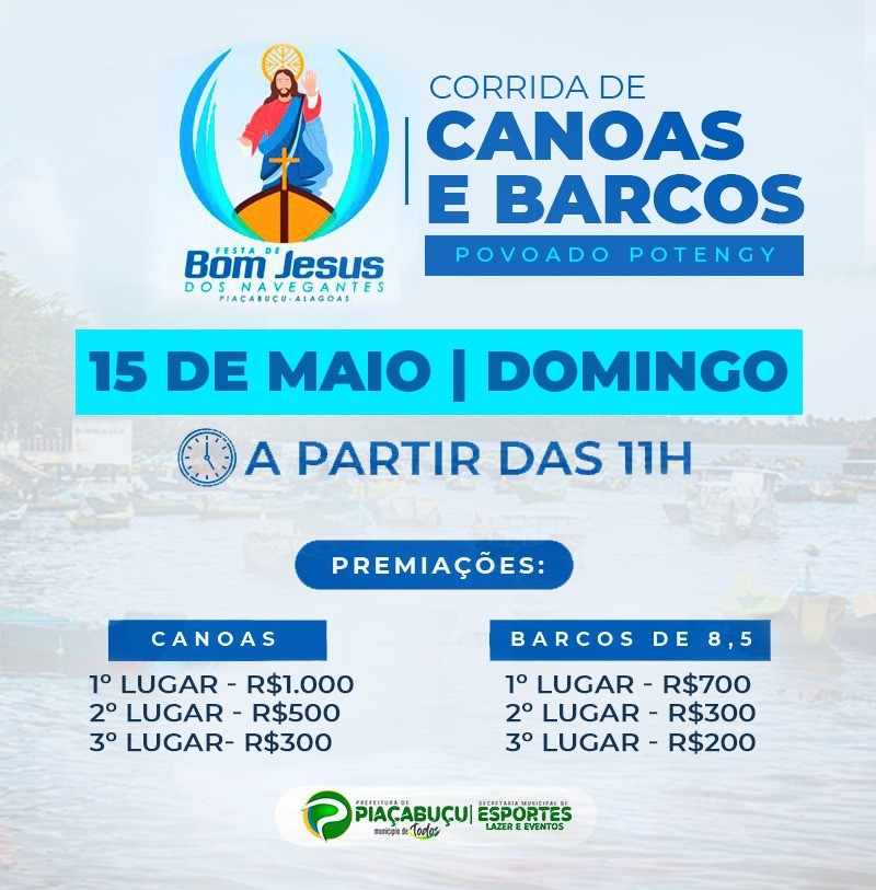 Prefeitura realiza corrida de Barcos e Canoas neste domingo (15) no povoado Potengy