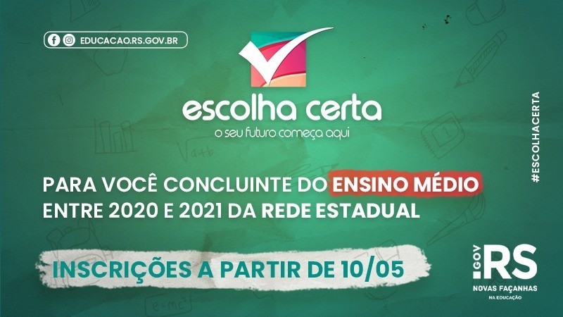 Projeto Escolha Certa oferece ensino complementar para alunos que concluíram o Ensino Médio na Rede Estadual