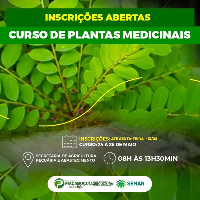 Prefeitura abre inscrições para Curso Profissionalizante de Plantas Medicinais
