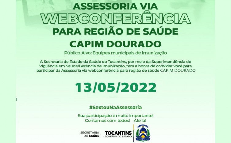 Governo do Tocantins realiza webconferência sobre imunização para municípios da região de Saúde Capim Dourado