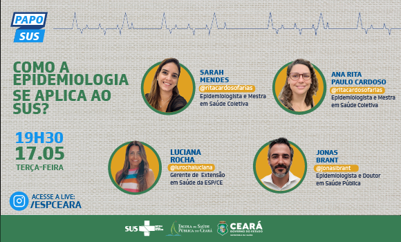 “Papo SUS”: aplicabilidade da Epidemiologia no sistema de saúde é tema de live nesta terça