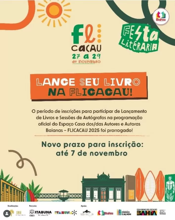 FLICACAU PRORROGA INSCRIÇÕES PARA LANÇAMENTO DE LIVROS ATÉ SEXTA-FEIRA (7).