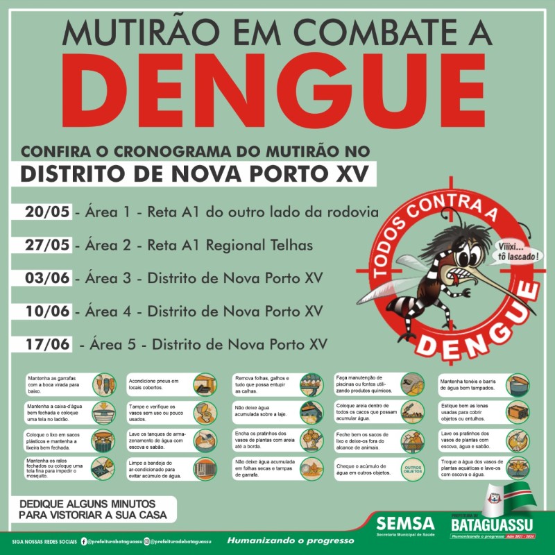 Mutirão de combate à Dengue atende Distrito de Nova Porto XV
