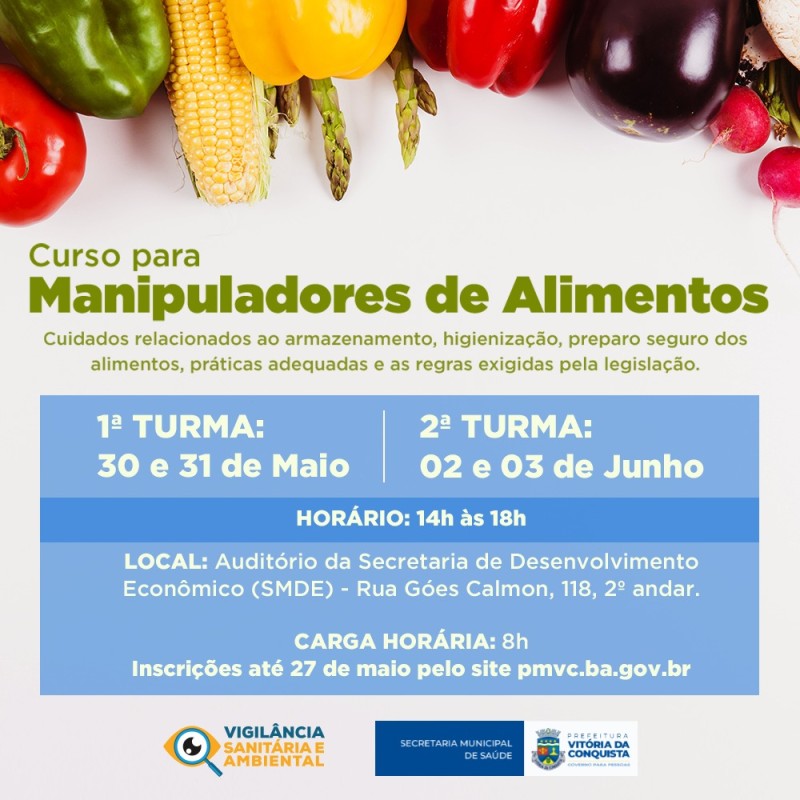 Curso de boas práticas para manipuladores de alimentos tem inscrições encerradas