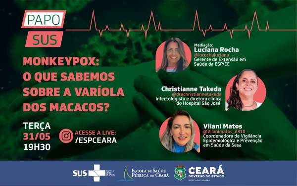 Papo SUS desta terça-feira (31) discute o que já se sabe sobre a varíola dos macacos