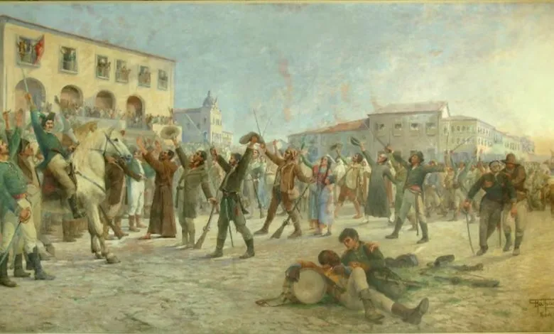 Pintura de Antônio Parreiras relembra os movimentos iniciais das lutas pela Independência da Bahia, ocorridos na então vila de Cachoeira, em 1822. Foto: Wikimedia Commons