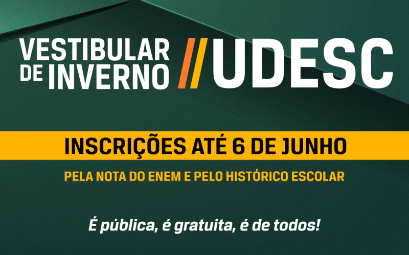 Inscrições para o Vestibular de Inverno 2022 da Udesc terminam na próxima segunda