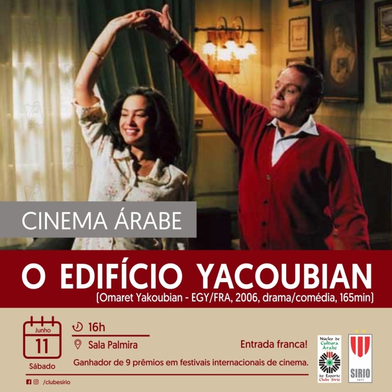 Cinema árabe: Esporte Clube Sírio promove sessão do filme “O Edifício Yacoubian