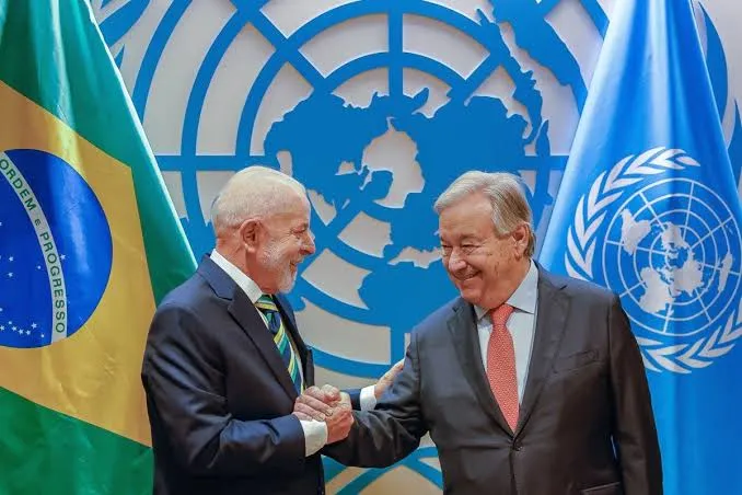 Lula e Guterres estarão juntos na ONU. Secretário-geral foi alertado da ingerência dos EUA na eleição brasileira - (Créditos: Ricardo Stuckert/PR).