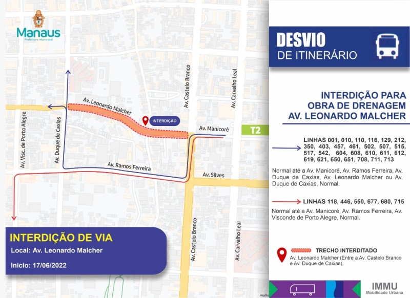 Trecho da avenida Leonardo Malcher será interditado para obra de drenagem