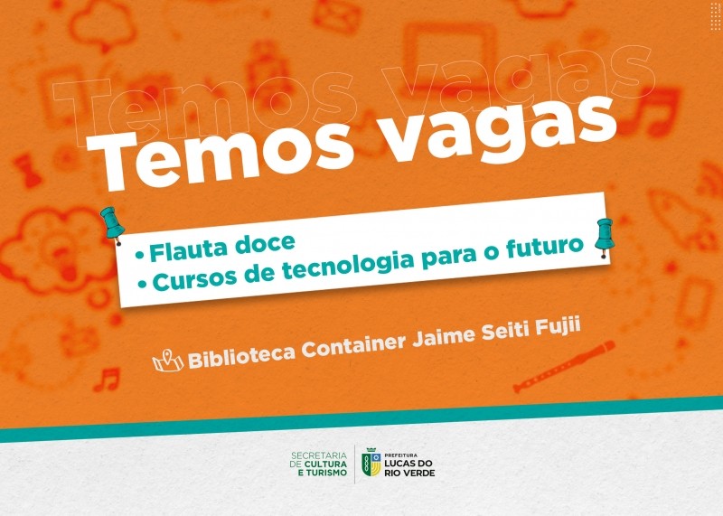 Cultura abre vagas para oficina de flauta e cursos tecnológicos