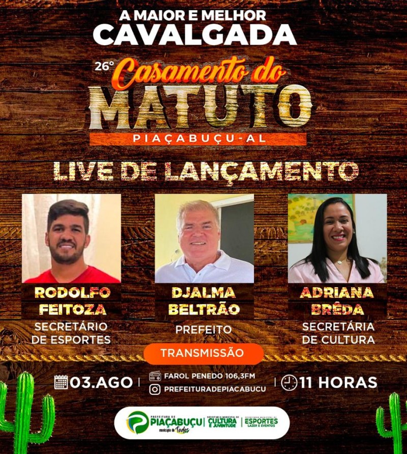 Prefeito Djalma Beltrão fará apresentação do projeto do Casamento do Matuto na próxima quarta-feira (03)