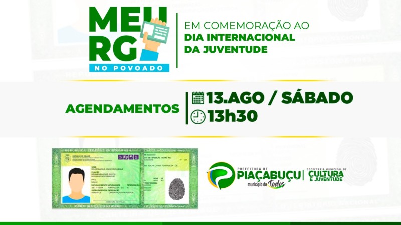 Secretaria de Cultura realiza o mutirão “Primeiro RG Jovem” nos povoados, neste sábado (13)
