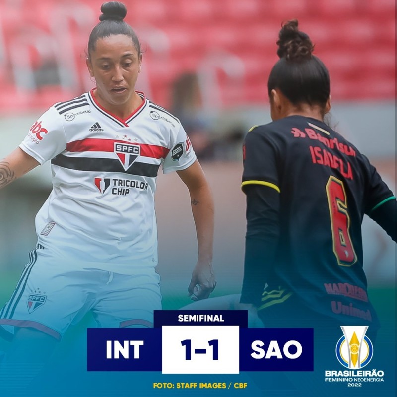 Brasileirão Feminino: Inter e São Paulo empatam em semi no Beira Rio