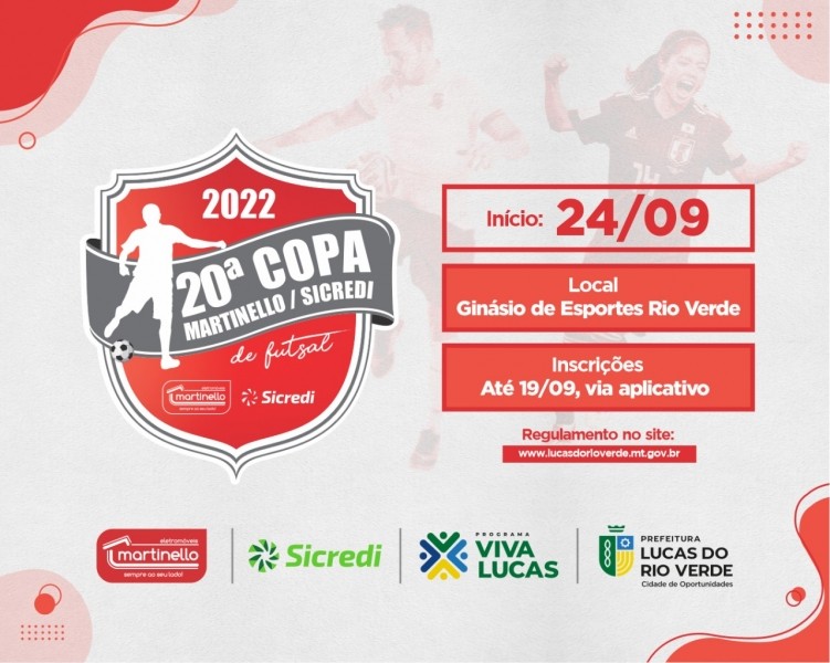 Secretaria de Esporte e Lazer abre inscrições para 20ª Copa Martinello Sicredi de Futsal