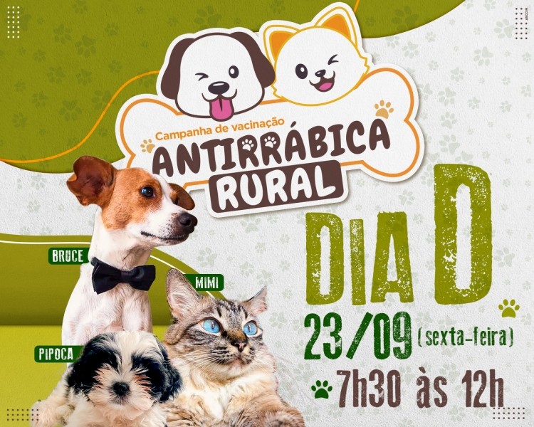 Vacinação antirrábica nas áreas rurais será realizada nesta sexta-feira (23)