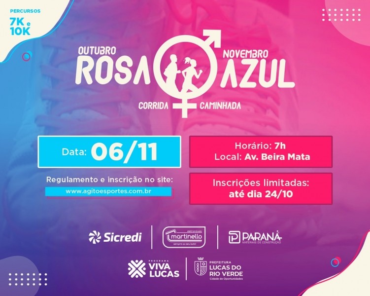 Prazo para se inscrever na Corrida Outubro Rosa/Novembro Azul é prorrogado