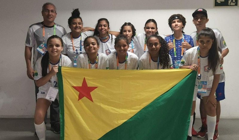 Futsal feminino do Acre estreia com goleada nos Jogos Escolares Brasileiros