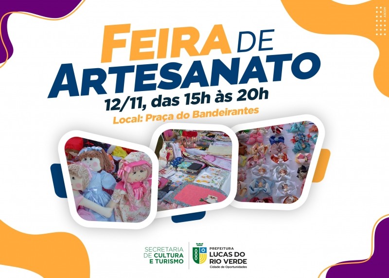Próxima edição da Feira de Artesanato acontece neste sábado (12)