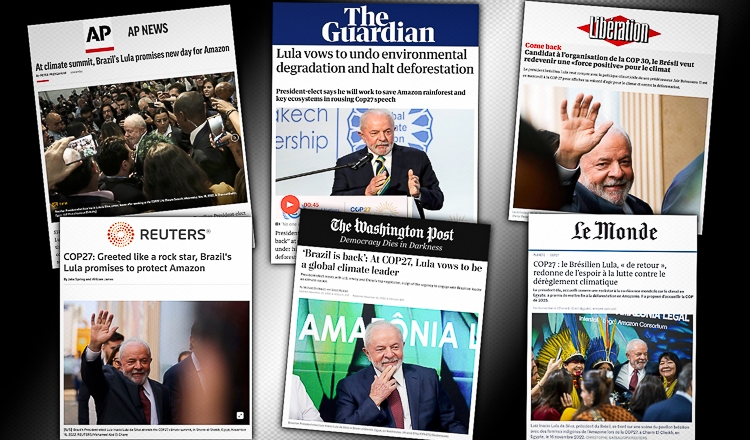 Mídia estrangeira exalta discurso de Lula na COP-27: “O Brasil está de volta”.