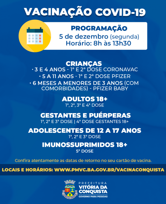 Unidades de saúde retomam vacinação contra a Covid-19 nesta segunda, das 8h às 13h30