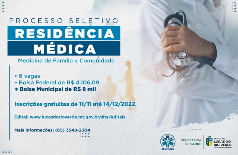 Programa de Residência Médica oferta bolsa incentivo de mais de R$ 12 mil