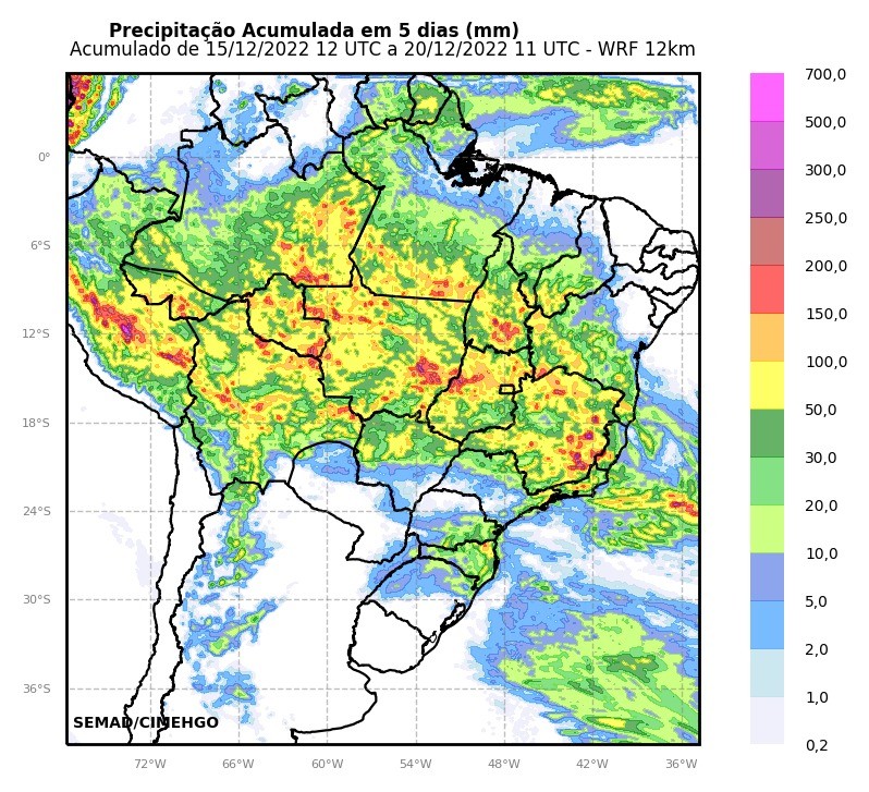 Alerta: chuvas devem ficar acima da média no Centro, Norte e Nordeste do Estado