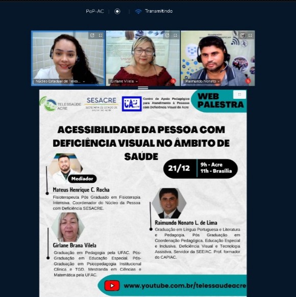 Saúde do Acre promove palestra sobre acessibilidade da pessoa com deficiência visual