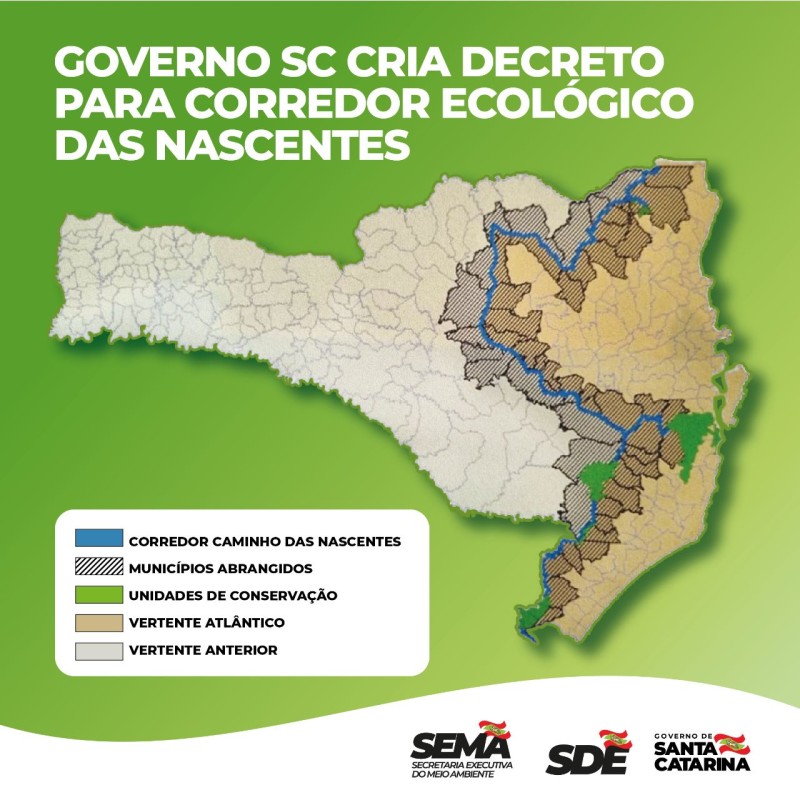 Governo de Santa Catarina institui Corredor Ecológico Caminho das Nascentes