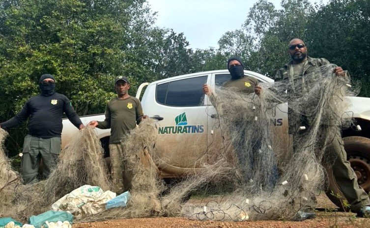 Fiscalização no Cantão apreende mais de mil metros de redes e 80 boias para capturar tartarugas