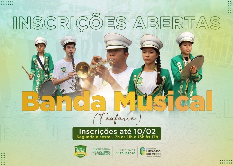 Cultura abre inscrições para novos integrantes da Banda Musical de Lucas do Rio Verde