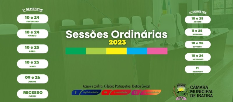 Câmara divulga calendário das reuniões ordinárias de 2023