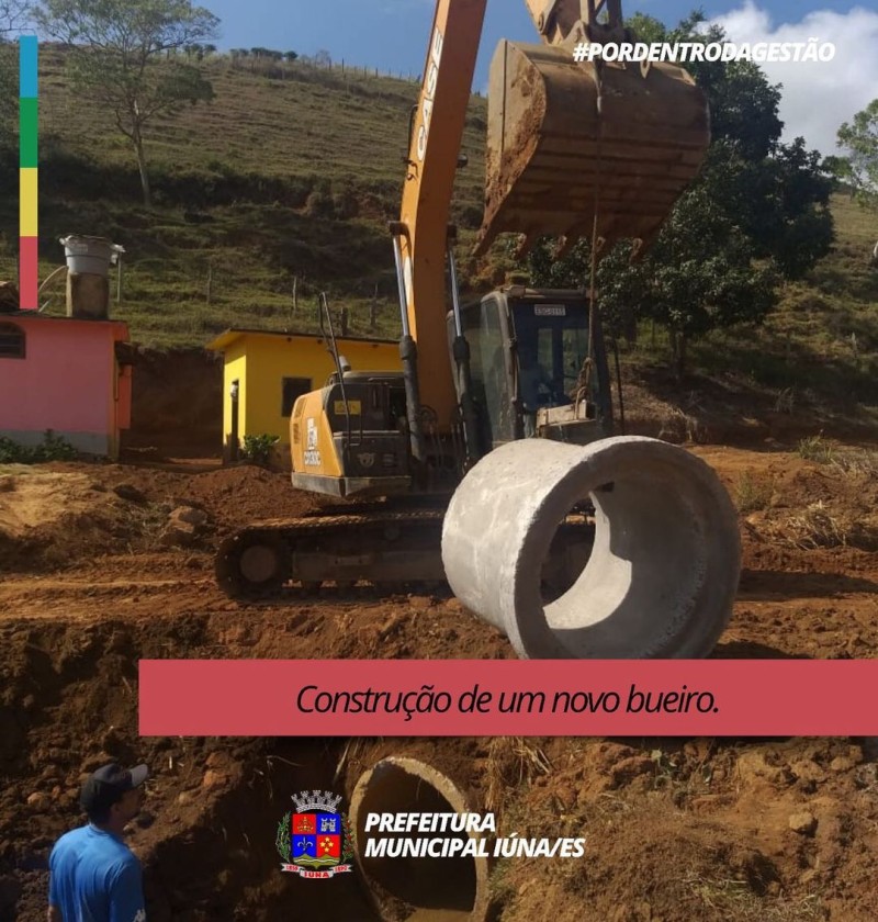 Construção de um novo bueiro no Córrego Bomsucesso