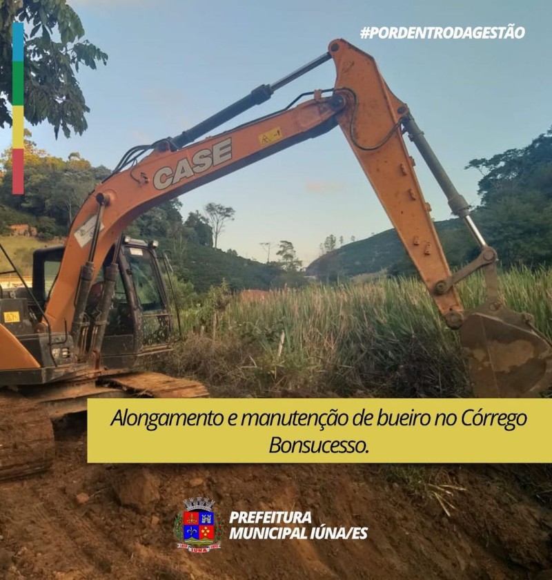 Alongamento e manutenção de bueiro no Córrego Bonsucesso