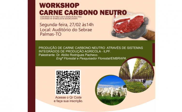 Governo do Tocantins e parceiros abrem inscrições para Workshop Carne Carbono Neutro