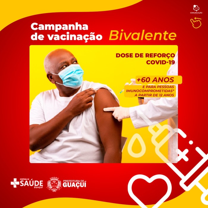 GUAÇUÍ INICIA A APLICAÇÃO DA VACINA BIVALENTE CONTRA A COVID-19 - IDOSOS 60 ANOS OU MAIS