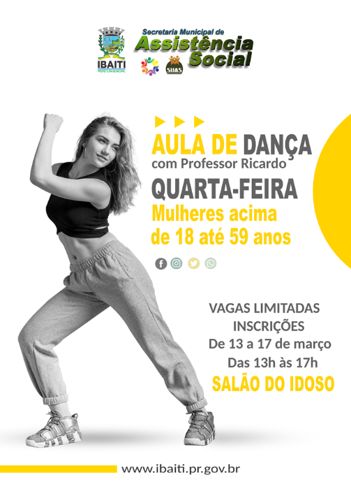 Aula de Dança gratuíta com inscrições abertas em Ibaiti