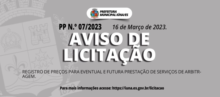 Aviso de Licitação Nº 07/2023