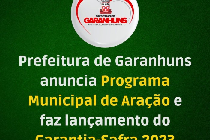 Prefeitura de Garanhuns lança nesta segunda (20), o Programa Municipal de Aração (PMA)