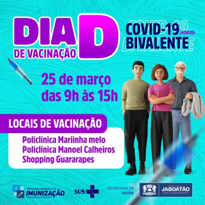 Secretaria de Saúde do Jaboatão realiza Dia D de Vacinação bivalente, neste sábado