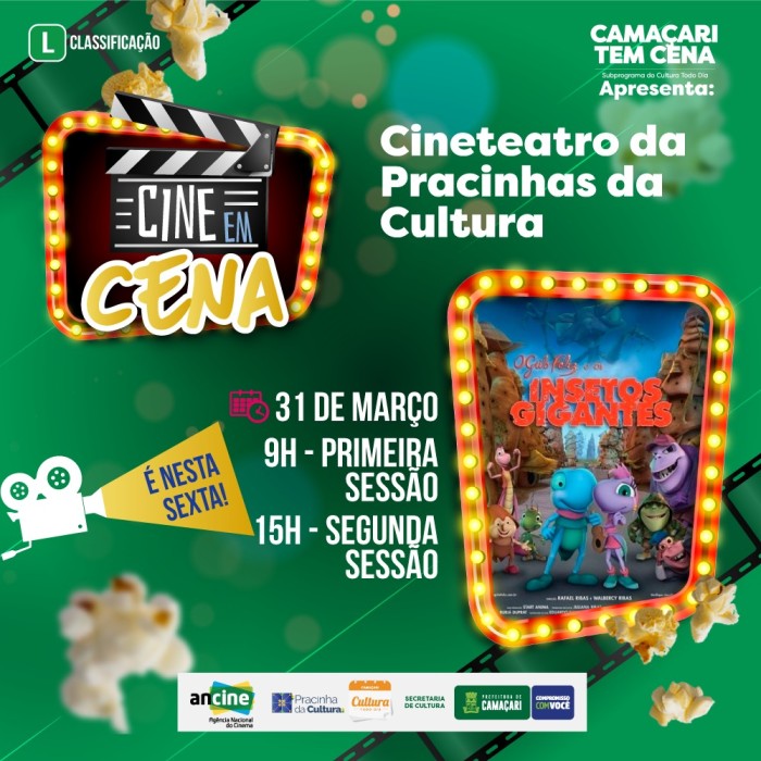 Projeto Cine em Cena exibe filme “O Grilo Feliz e os Insetos Gigantes” nesta sexta-feira (31)