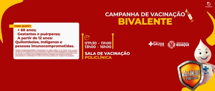 GUAÇUÍ SEGUE APLICANDO VACINA BIVALENTE CONTRA A COVID-19