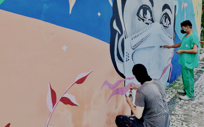 Muro externo do HGWA recebe pintura que homenageia profissionais e pacientes
