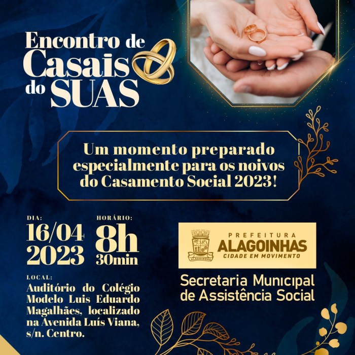 Encontro de Casais para o Casamento Social 2023 acontece no próximo domingo (16)
