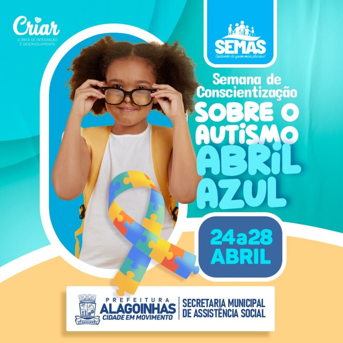 Abril Azul: Semana de Conscientização sobre o Autismo será realizada nas unidades do CRAS