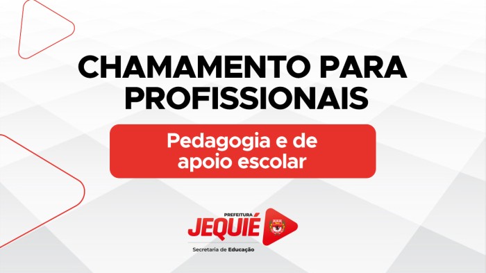 Prefeitura de Jequié realiza chamamento para profissionais de Pedagogia e de apoio escolar