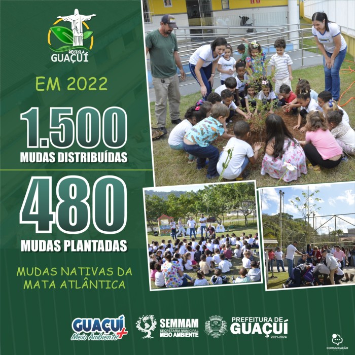 MIL E QUINHENTAS MUDAS DE ÁRVORES DISTRIBUÍDAS E QUATROCENTOS E OITENTA PLANTADAS EM 2022
