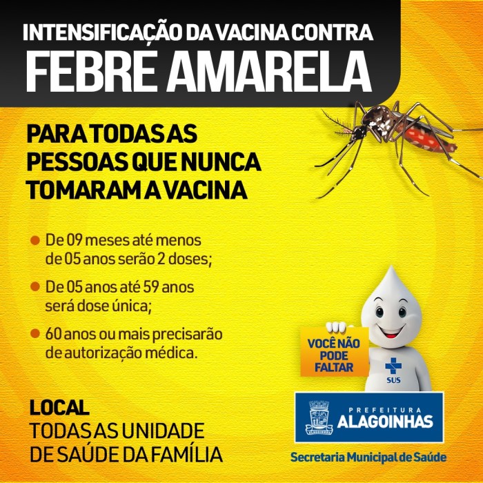 SESAU convoca população para intensificação da vacina contra a febre amarela